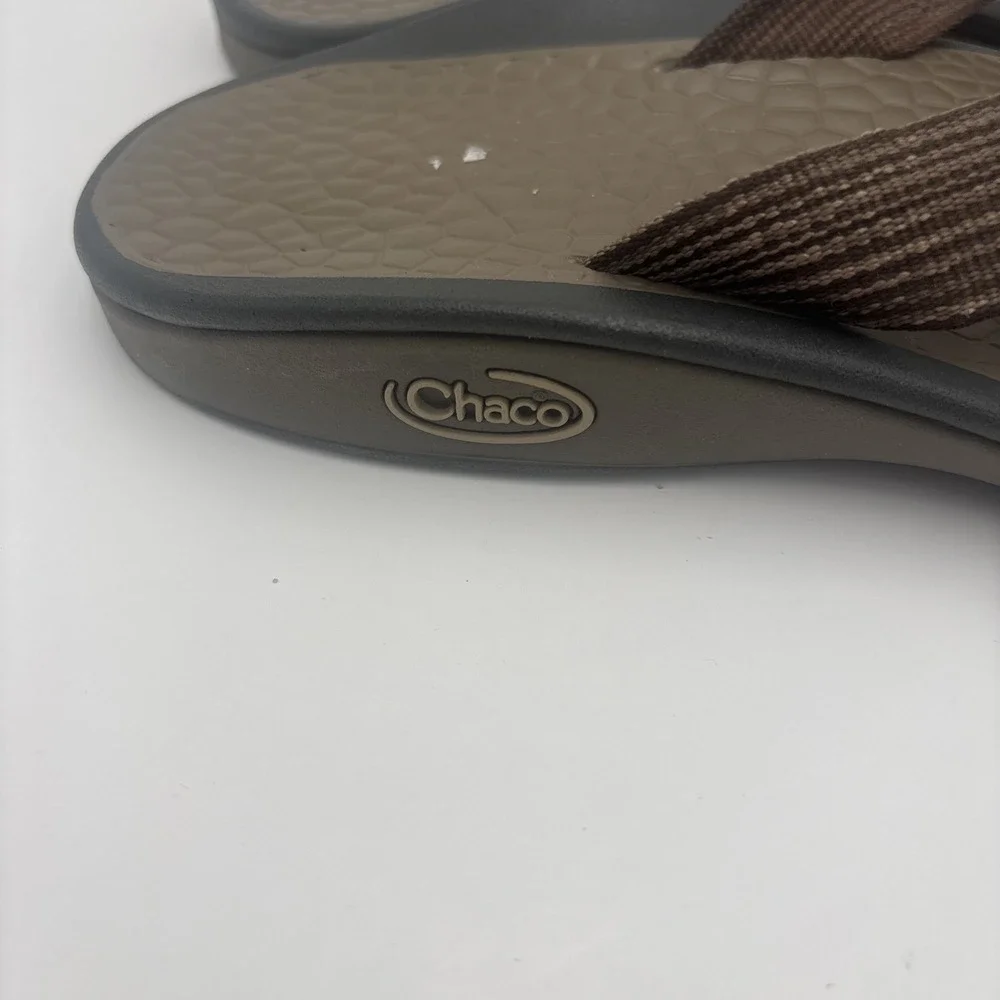 Chaco Classic Flip Flop Brown Sandals Shoes Men's Size‎ 12 Canvas Strap Thong